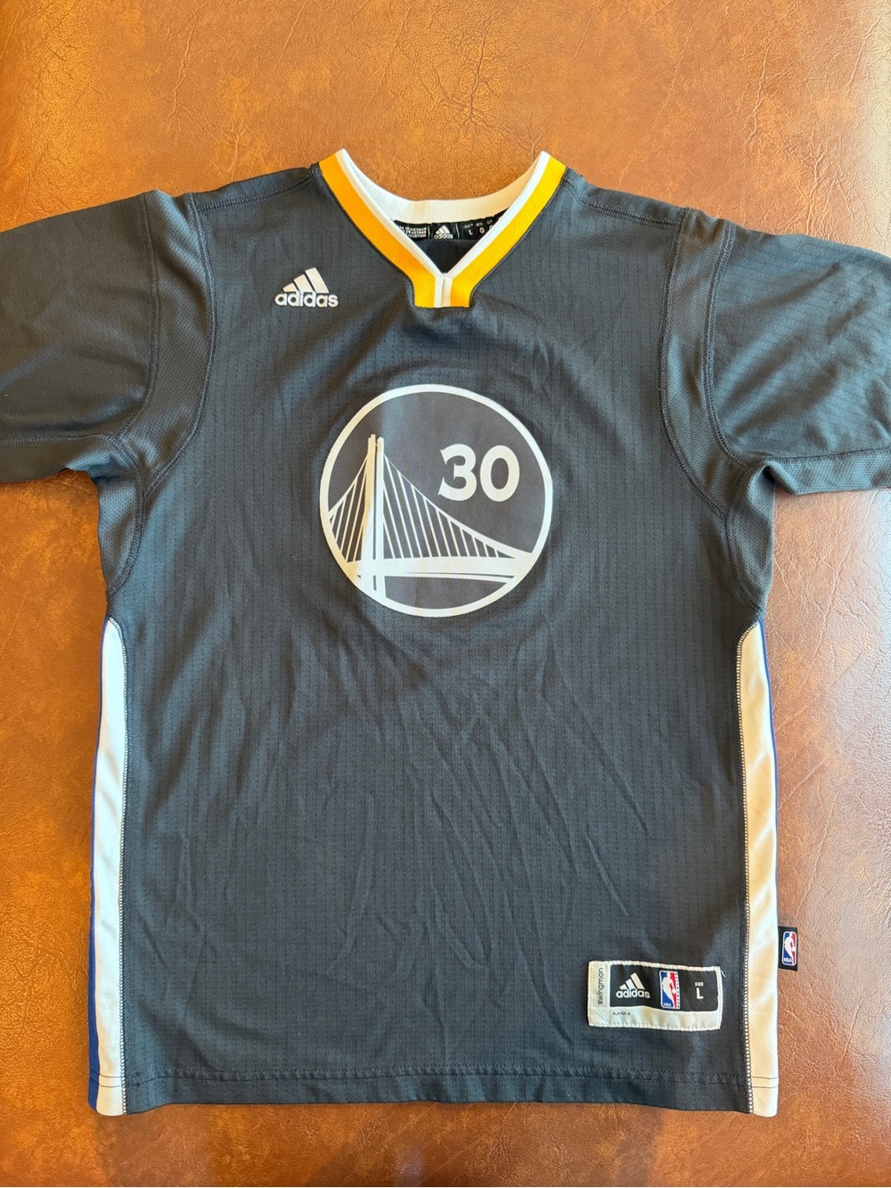 adidas Black and Yellow Golden State Warriors #30 Tee